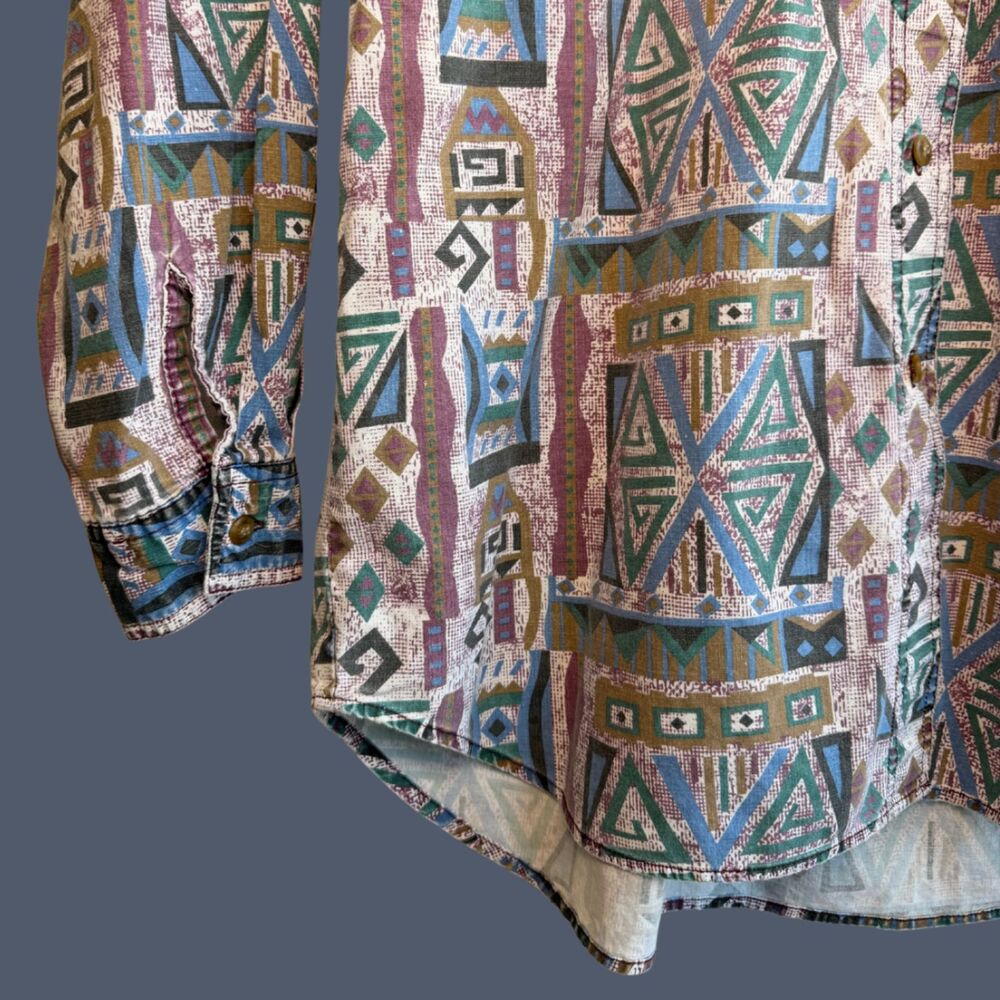 Vintage 90s Palmettos Graphic Southwest Style Button Up - Picture 7 of 7